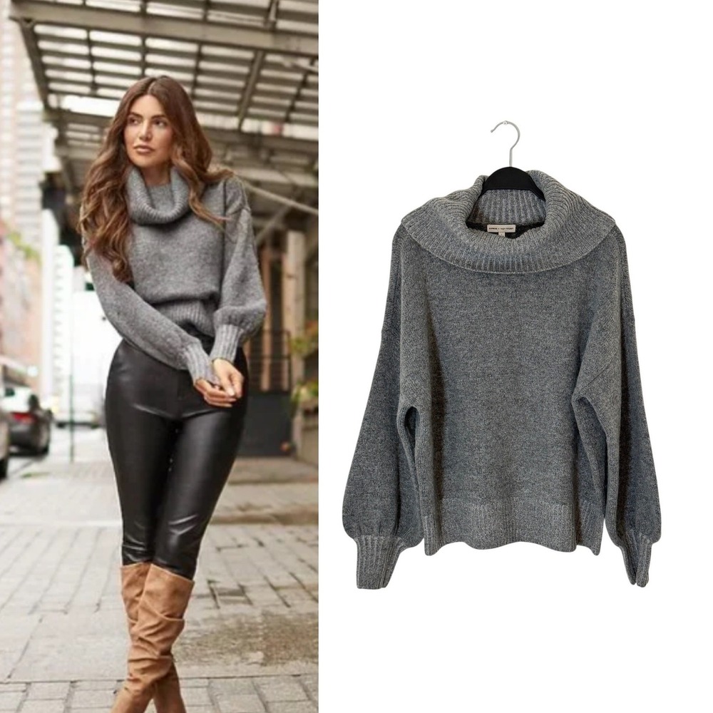 NWT New EXPRESS x Negin Mirsalehi Gray Cowl Neck Oversized Sweater Size L‎